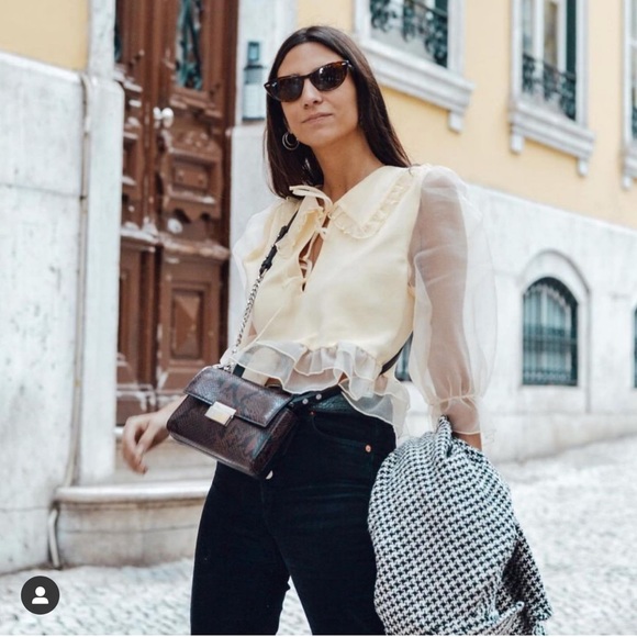 Zara Tops Zara Combination Organza Knit Sweater Poshmark